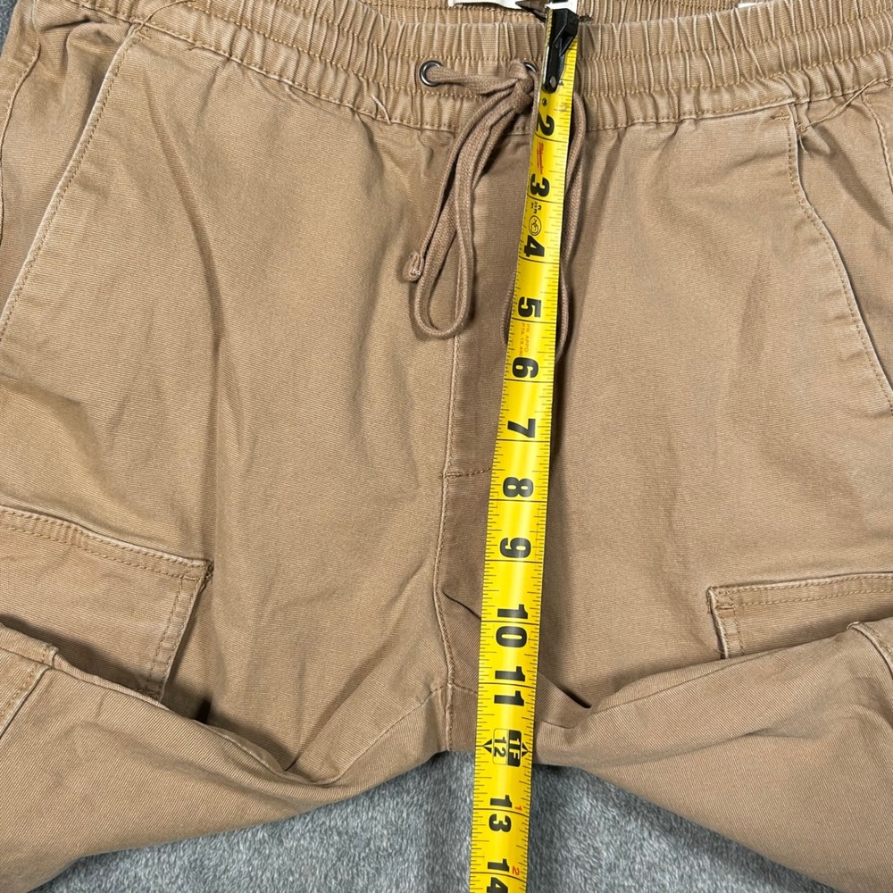 PacSun Mens Slim Fit Cargo Pants Tan Light Khaki Drawstring Elastic Waist Small - Picture 11 of 13